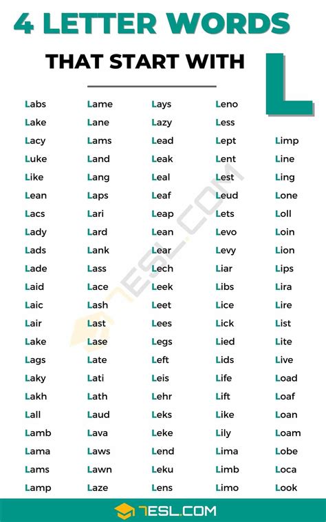 108 Useful 4 Letter Words Starting With L In English Artofit 108 Useful 4 Letter Words Starting With L In English Artofit