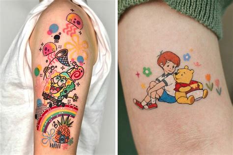 120 Cartoon Tattoos For A Blast From The Past Bored Panda