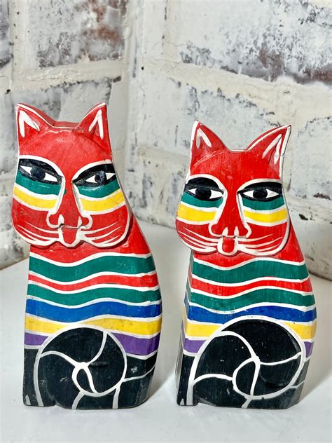 1980S Large Pair Of Laurel Burch Hand Painted Wood Cat Figurine Set 15 Tall Ebay 1980S Large Pair Of Laurel Burch Hand Painted Wood Cat Figurine Set 15 Tall Ebay