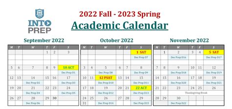 2022 Fall 2023 Spring Academic Calendar Into Prep 2022 Fall 2023 Spring Academic Calendar Into Prep