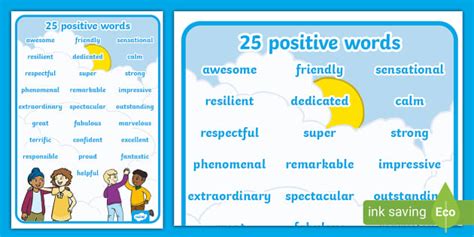 25 Positive Words Display Poster Twinkl Positivity Ks1