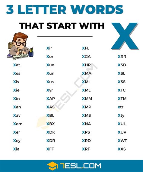 X Letter Three Word List