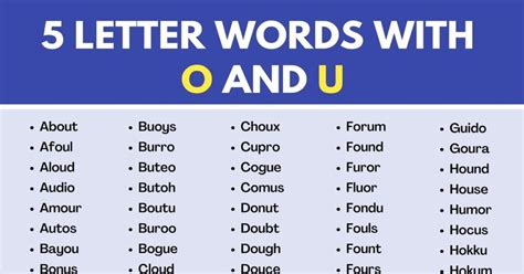 350 Cool 5 Letter Words With O And U In English 7Esl 350 Cool 5 Letter Words With O And U In English 7Esl