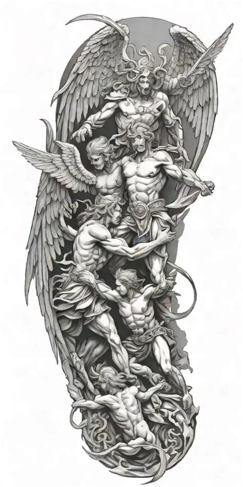36 Best Angels Vs Demons Tattoo Flash Images On Pinterest Demon Tattoo Satanic Tattoos And
