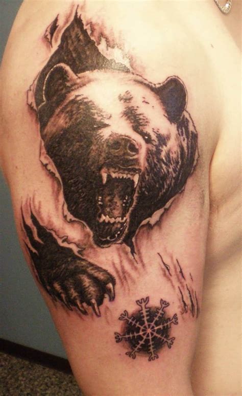 3D Bear Head Tattoos Designs
