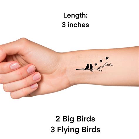 5 Birds On A Branch Temporary Tattoo Etsy