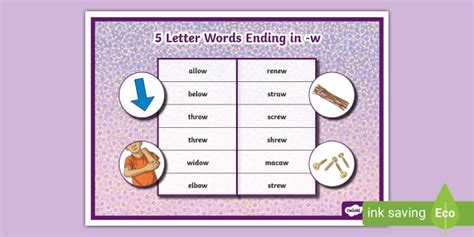 5 Letter Words Ending In W Word Mat Hecho Por Educadores 5 Letter Words Ending In W Word Mat Hecho Por Educadores