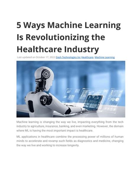 5 Ways Machine Learning Is Transforming Healthcare Chicago It Support