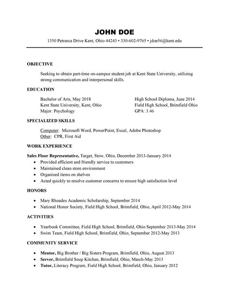 50 College Student Resume Templates Amp Format Templatelab