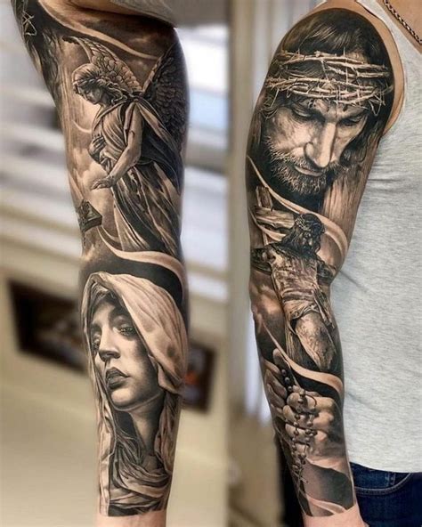 51 Amazing Jesus Sleeve Tattoo Designs For Men 51 Amazing Jesus Sleeve Tattoo Designs For Men