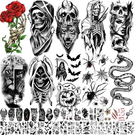 52 Sheets Black Halloween Temporary Tattoos For Kids Men Women Include 10 Sheets Large Half Arm Sleeve Fake Tattoos 200 Pcs Spider Snake Tiger Lion Skull Bat Vampire Scar Halloween Tattoos Amazon Ae Beauty 52 Sheets Black Halloween Temporary Tattoos For Kids Men Women Include 10 Sheets Large Half Arm Sleeve Fake Tattoos 200 Pcs Spider Snake Tiger Lion Skull Bat Vampire Scar Halloween Tattoos Amazon Ae Beauty
