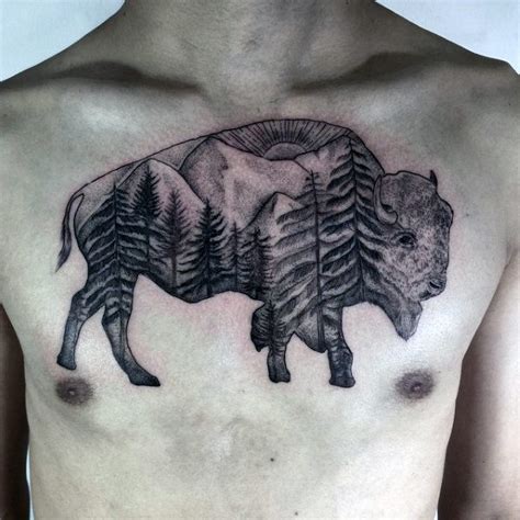 63 Bison Tattoo Designs For Men