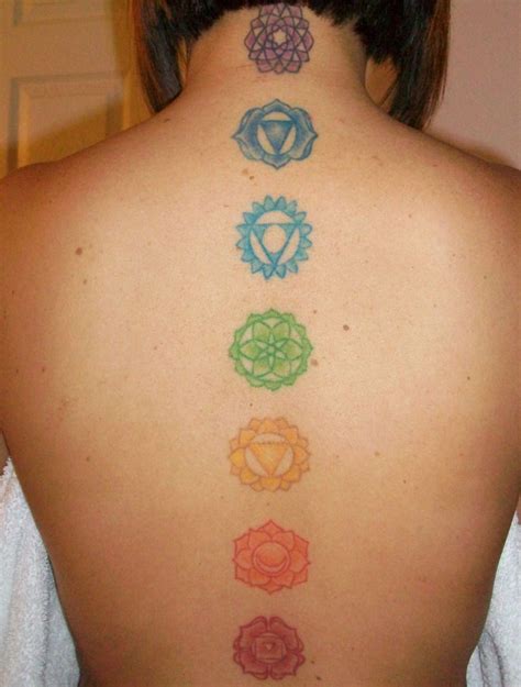 7 Chakras Tattoo Down Spine