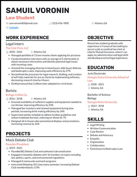 7 Law School Resume Examples Templates