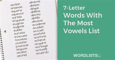 7 Letter Words With The Most Vowels List