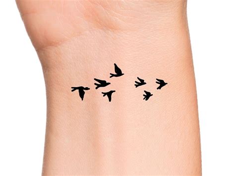 7 Little Birds Temporary Tattoo Etsy