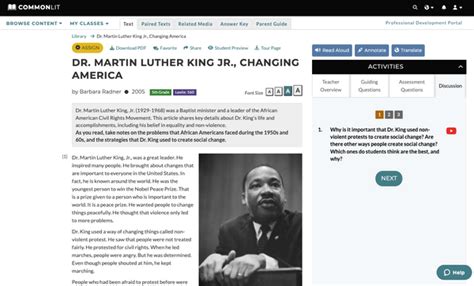9 Reading Lessons About Mlkj Commonlit S Ela Program