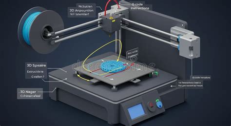 A 3D Printer With Labeled Parts Illustrating Its Components And Functions The Device Stock Illustration Illustration Of Metal Printed 393495228