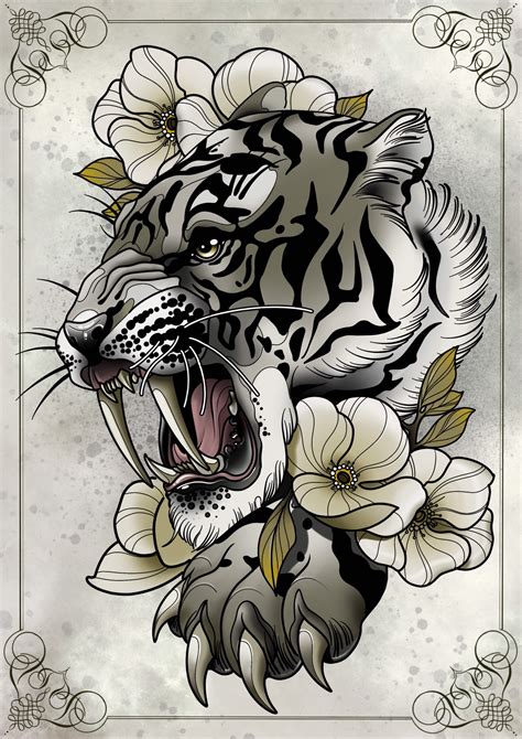 A3 Neo Traditional Tiger Tattoo Print Etsy Sweden A3 Neo Traditional Tiger Tattoo Print Etsy Sweden