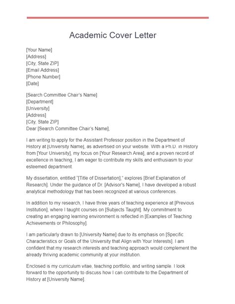 Academic Cover Letter Examples Sunnyress