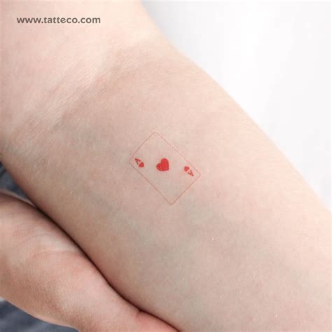 Ace Of Hearts Card Temporary Tattoo Set Of 3 Tatteco