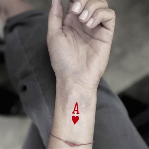 Ace Of Hearts Temporary Tattoo Sticker Ohmytat