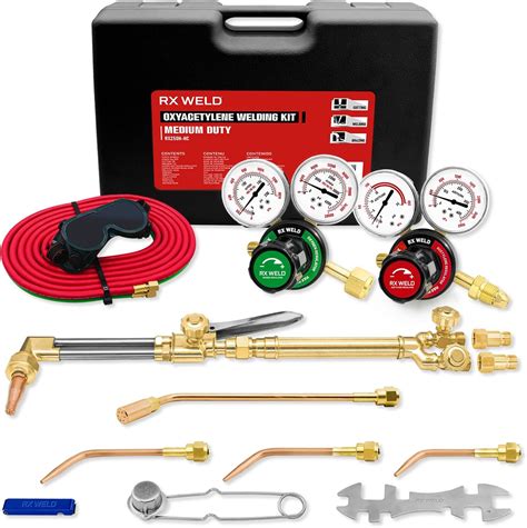 Acetylene Torch Set Professional Rx Weld Air Acetylene Torch Kit Professional Series With Regulator Handle Hose Multiple Tips A 3 A 5 A 11 A 14 Quick Disconnect For Easy Use Turbo Kit