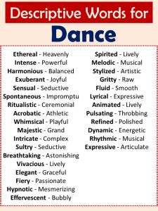 Adjectives For Dance Descriptive Words For Dance Vocabulary Point Adjectives For Dance Descriptive Words For Dance Vocabulary Point