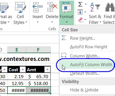 Adjust Excel Column Widths To Fit Specific Cells Contextures Blog