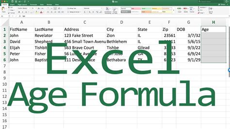 Age Formula For Microsoft Excel Youtube Age Formula For Microsoft Excel Youtube