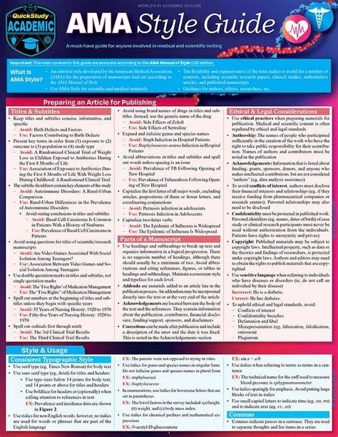 Ama Style Guide For Science Medical Writing Quickstudy Laminated Reference Guide Sheahan Kyra Cerri Kyra 9781423248033 Amazon Com Books