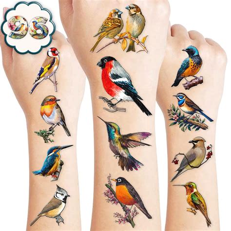 Amazon Com 96 Pcs Small Rainforest Bird Pre Cut Temporary Tattoos Birthday Party Decorations Supplies Favors Hawaiian Summer Hummingbird Decor Stickers For Girls Boys Gift School Prizes Rewards Normal Beauty Personal