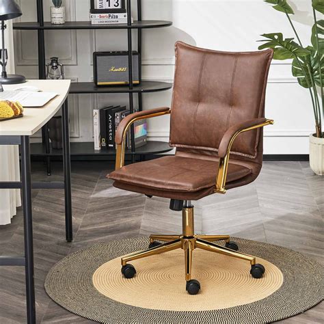Amazon Com Mojay Office Chair Leather Desk Chair Brown Desk Chair Mid Century Modern Office Amazon Com Mojay Office Chair Leather Desk Chair Brown Desk Chair Mid Century Modern Office
