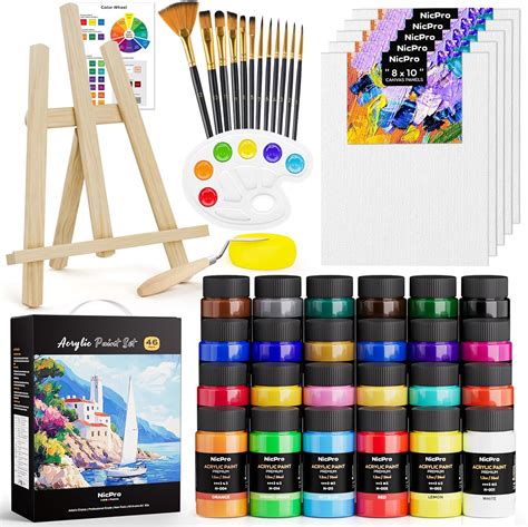 Amazon Com Nicpro Acrylic Paint Canvas Set For Adults 46Pcs Art Painting Supplies Kit With 24 Amazon Com Nicpro Acrylic Paint Canvas Set For Adults 46Pcs Art Painting Supplies Kit With 24