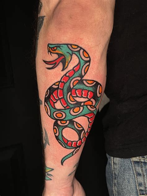 American Traditional Snake Tattoo Design