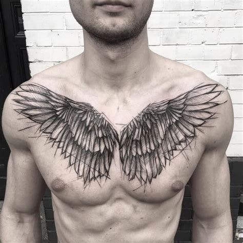 Angel Wings Chest Tattoo Design