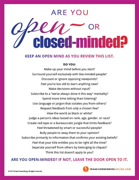 Are You Open Or Closed Minded Frank Sonnenberg Online Are You Open Or Closed Minded Frank Sonnenberg Online