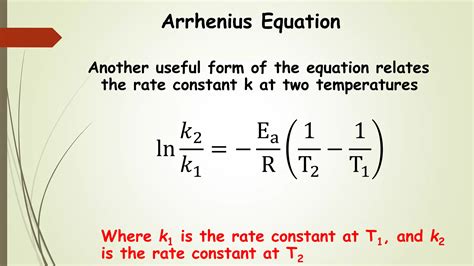 Arrhenius Equation And Its Components Chemical Kinetics Class Notes
