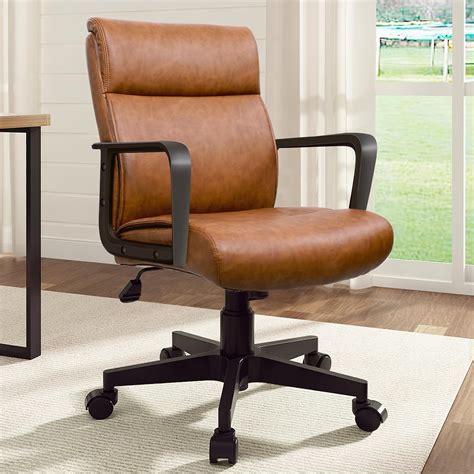 Artswish Leather Office Chair Brown Desk Chair With Wheels Arms Mid Back Leather Executive Artswish Leather Office Chair Brown Desk Chair With Wheels Arms Mid Back Leather Executive