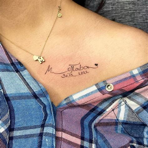 Beautiful Infinity Tattoo On Collarbone With Name And Birth Date Design Done By Tushar Waghela A Small Infinity Tattoo With A Name And Birth Date Primarily Symbolizes An Eternal Unbreakable Bond Or