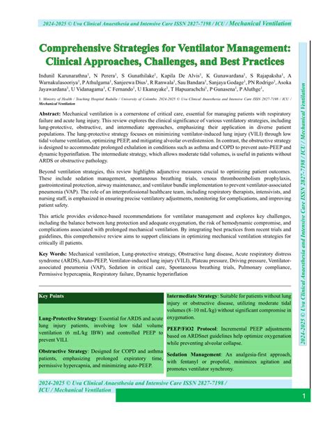 Best Practices Ventilator Management