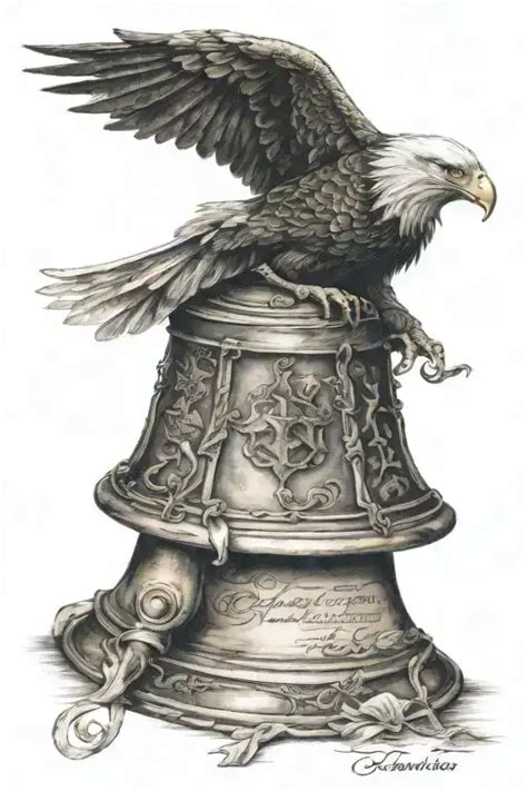 Black And Grey Eagle And Liberty Bell Tattoo Blackink Ai