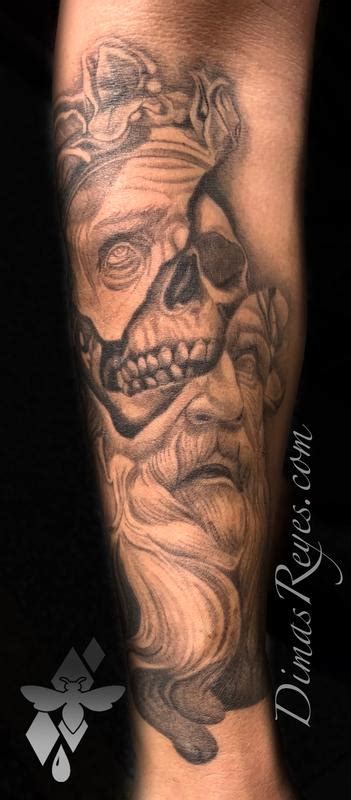 Black And Grey Skull Mythology Portrait Tattoo By Dimas Reyes Tattoonow