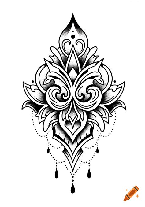 Black And White Symmetrical Stylized Tattoo Design With Intricate Lines And Dot Shading On Craiyon Black And White Symmetrical Stylized Tattoo Design With Intricate Lines And Dot Shading On Craiyon