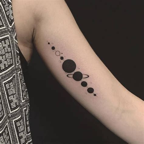 Black Ink Solar System Tattoo By Samanthatattoo Black Ink Tattoos Body Art Tattoos Small