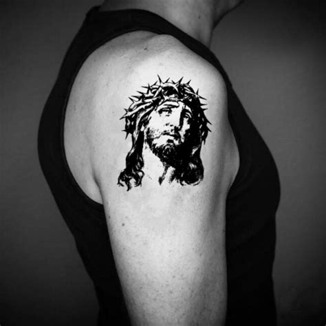 Black Jesus Cristo Temporary Tattoo Sticker Ohmytat Black Jesus Cristo Temporary Tattoo Sticker Ohmytat