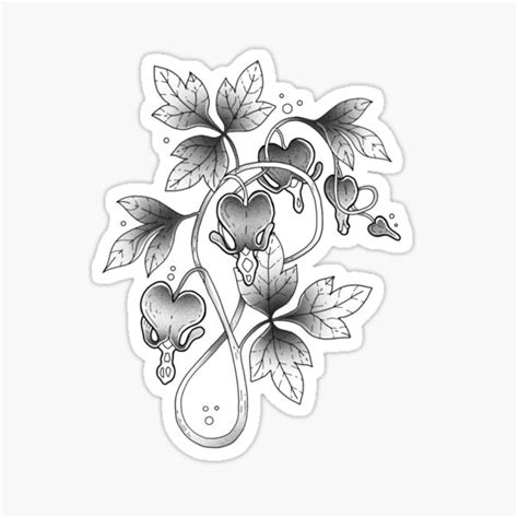 Bleeding Heart Whimsical Tattoo Design Sticker For Sale By Jjolleyart Redbubble