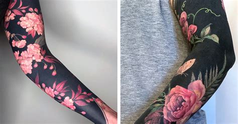 Brilliant Coverup Tattoos Combine Blackout Ink With Blossoms Brilliant Coverup Tattoos Combine Blackout Ink With Blossoms