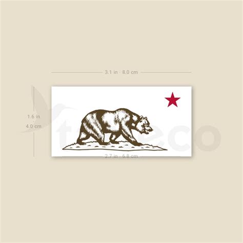 California Grizzly Bear And Red Star Temporary Tattoo Set Of 3 Tatteco California Grizzly Bear And Red Star Temporary Tattoo Set Of 3 Tatteco