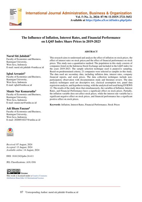 Call For Paper Vol 4 No 3 December 2023 International Journal Administration Business Organization